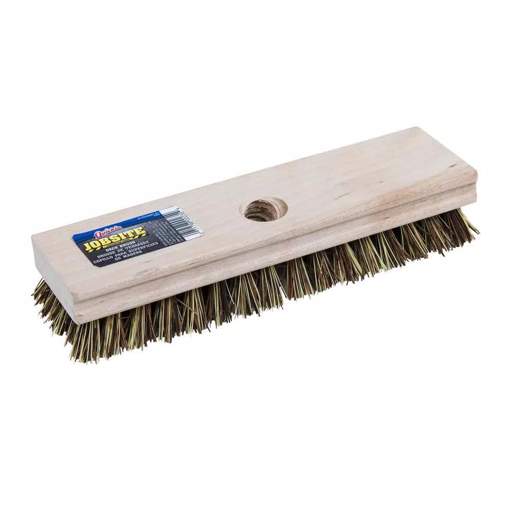 Quickie Professional Wood Block Deck Scrub Brush with Hard Poly Bristles