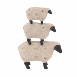 LITTON LANE 3-Stacked Sheep Polystone Sculpture - Off White Farmhouse Decor thumbnail 2