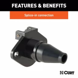 CURT 6-Way Round Vehicle-Side Connector Socket, Black Plastic thumbnail 3