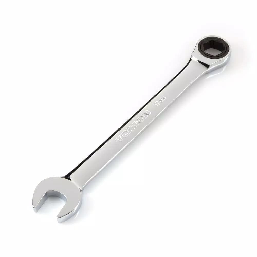 TEKTON 17 mm Ratcheting Combination Wrench, 6-Point Box End, 72-Tooth Gear