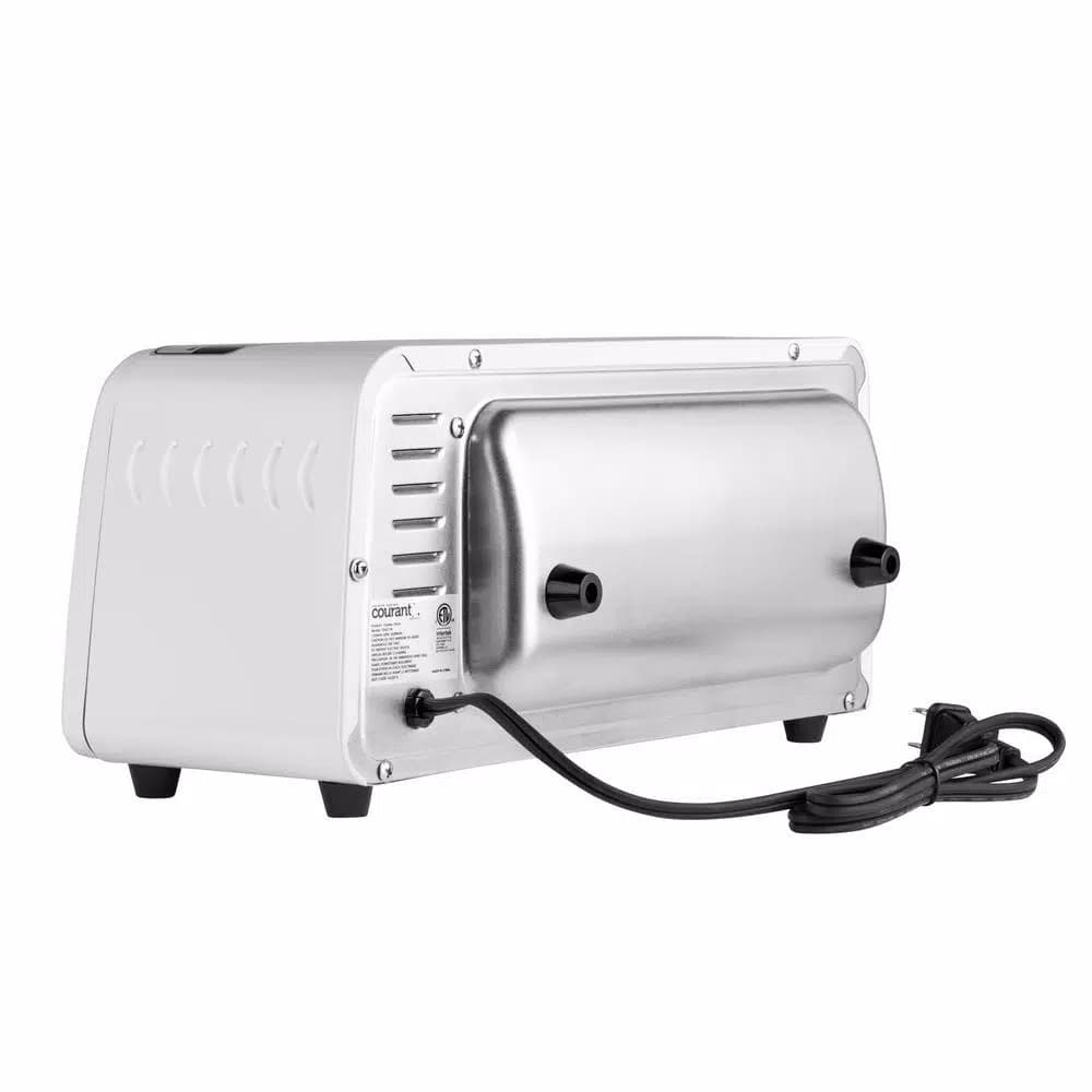 Courant Compact 650W 2-Slice White Toaster Oven with Bake Tray and Toast Rack