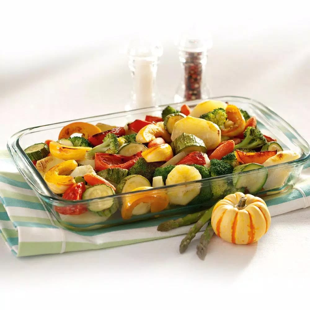 Marinex Classica 4-Piece Borosilicate Glass Rectangular Roaster Set with Colored Lids