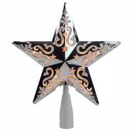 Northlight 8.5 in. Silver Star Cut-Out Design Christmas Tree Topper with Clear Lights thumbnail 1