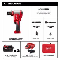 Milwaukee M18 FORCE LOGIC 10 Ton Cordless Knockout Kit with (2) 3.0Ah Batteries & Charger thumbnail 2