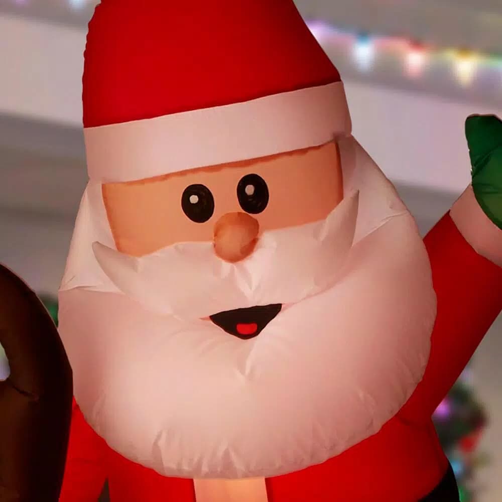 Airblown 6.5 ft. Animated Airblown Inflatable Santa and Reindeer Rodeo Scene with Lights