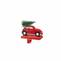 Glitzhome Red Car Wooden and Metal Christmas Stocking Holder - Travel Theme Holiday Decor thumbnail 2
