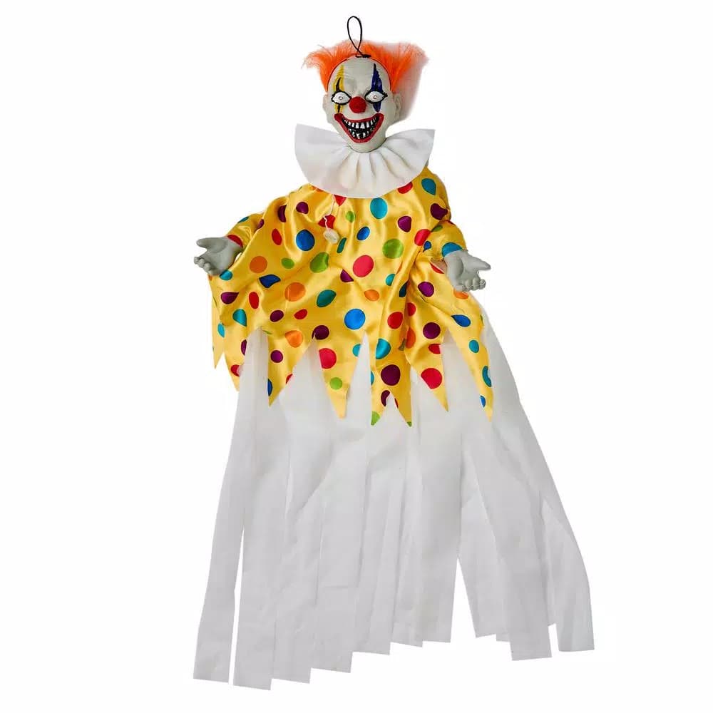 Worth Imports 36 in. Animated Clown Hanging Halloween Decor with Sound and Light