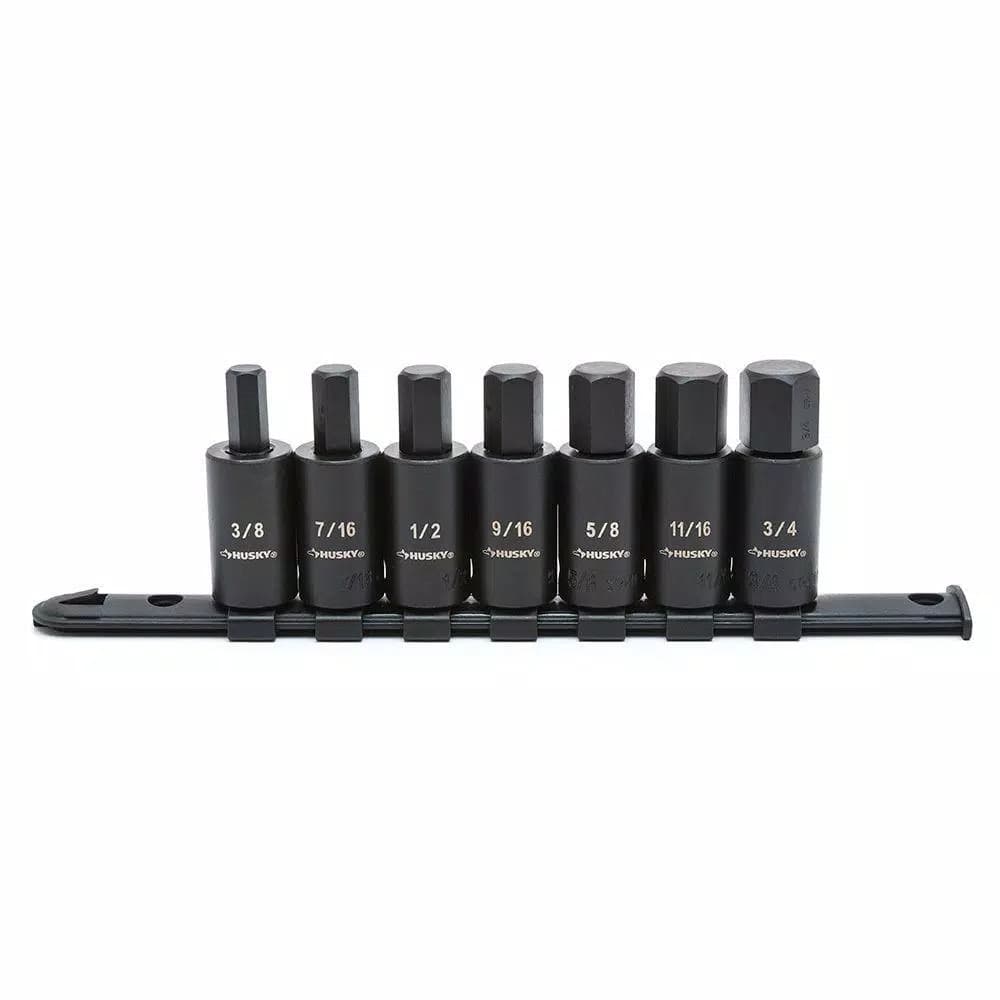 Husky 1/2 in. Drive SAE Hex Bit Impact Socket Set, 7-Piece