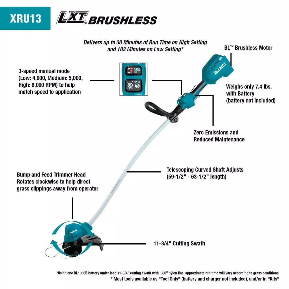 Makita 18V LXT Brushless Cordless Curved Shaft String Trimmer (Tool-Only)
