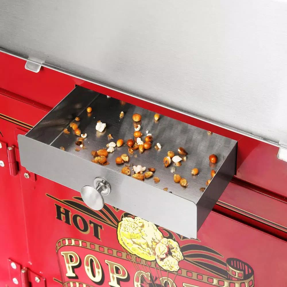 Great Northern Princeton 8 oz. Antique Red Popcorn Machine with Cart, Commercial Quality Oil Popper