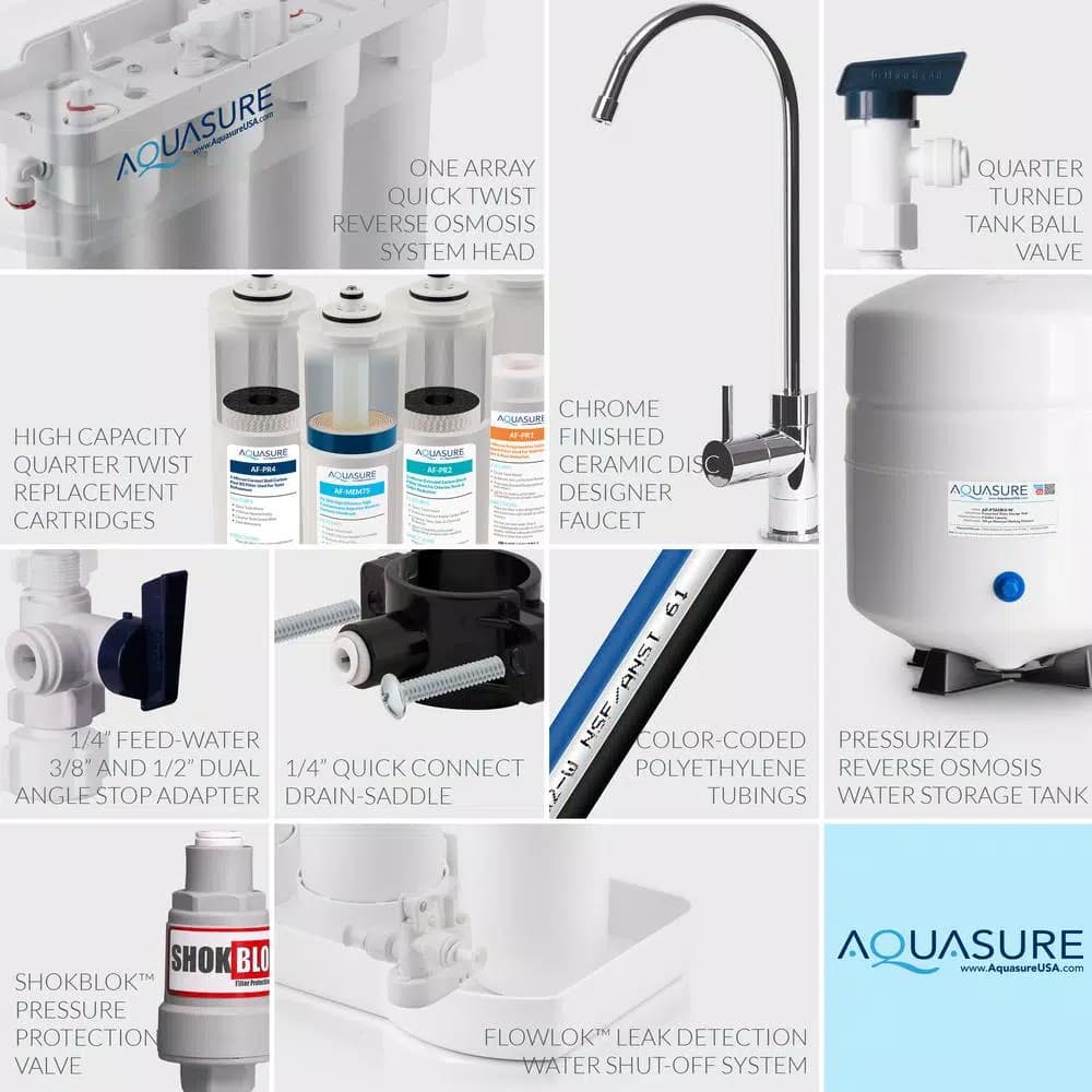 Aquasure Premier Series Alkaline Remineralizing Reverse Osmosis Water Filtration System with Chrome Faucet