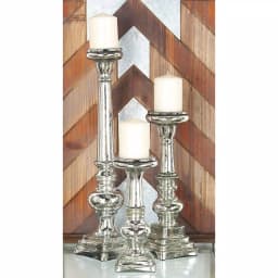 LITTON LANE Silver Glass Square-Based Candle Holders, Set of 3 thumbnail 2