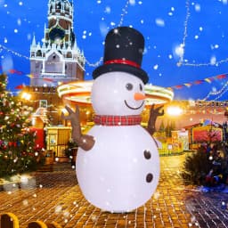 JOYDECOR 8 ft. Pre-Lit Rotating LED Snowman Christmas Inflatable with Branch Hands thumbnail 5