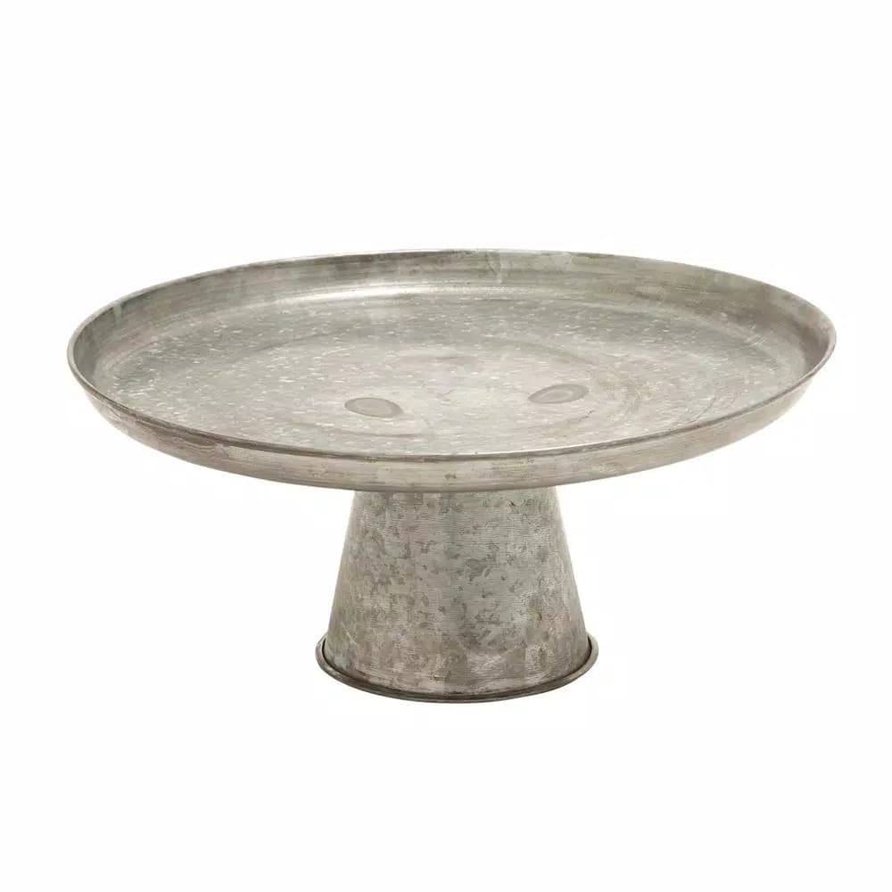 LITTON LANE 16 in. x 7 in. Farmhouse Galvanized Iron Cupcake Stand with Distressed Gray Finish