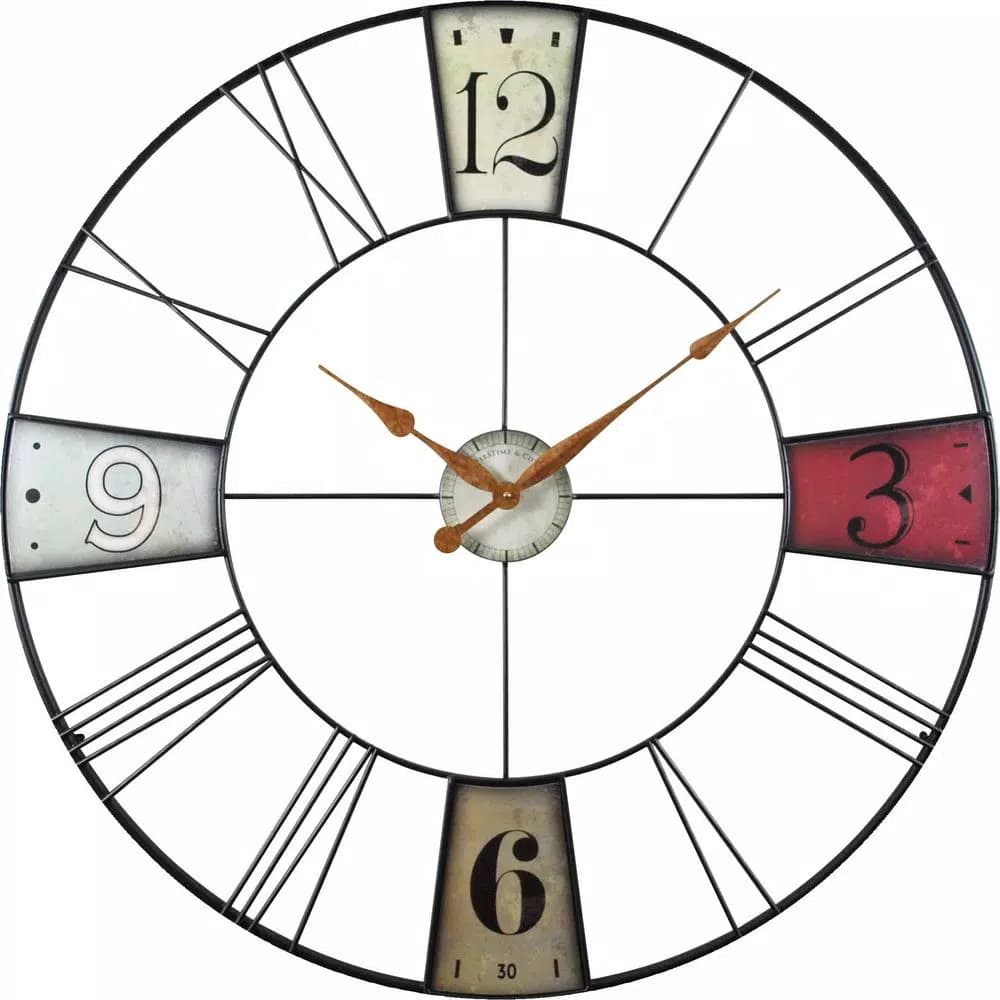 FirsTime 36 in. Multi-Color Vibrant Plaques Oversized Wall Clock