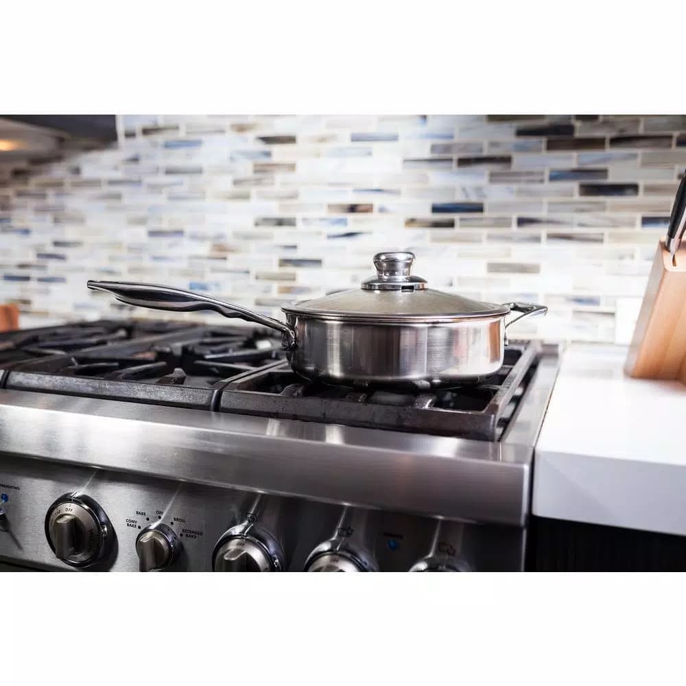Swiss Diamond Premium Clad 5.3 qt. Stainless Steel Saute Pan with Glass Lid, 12.5 inch