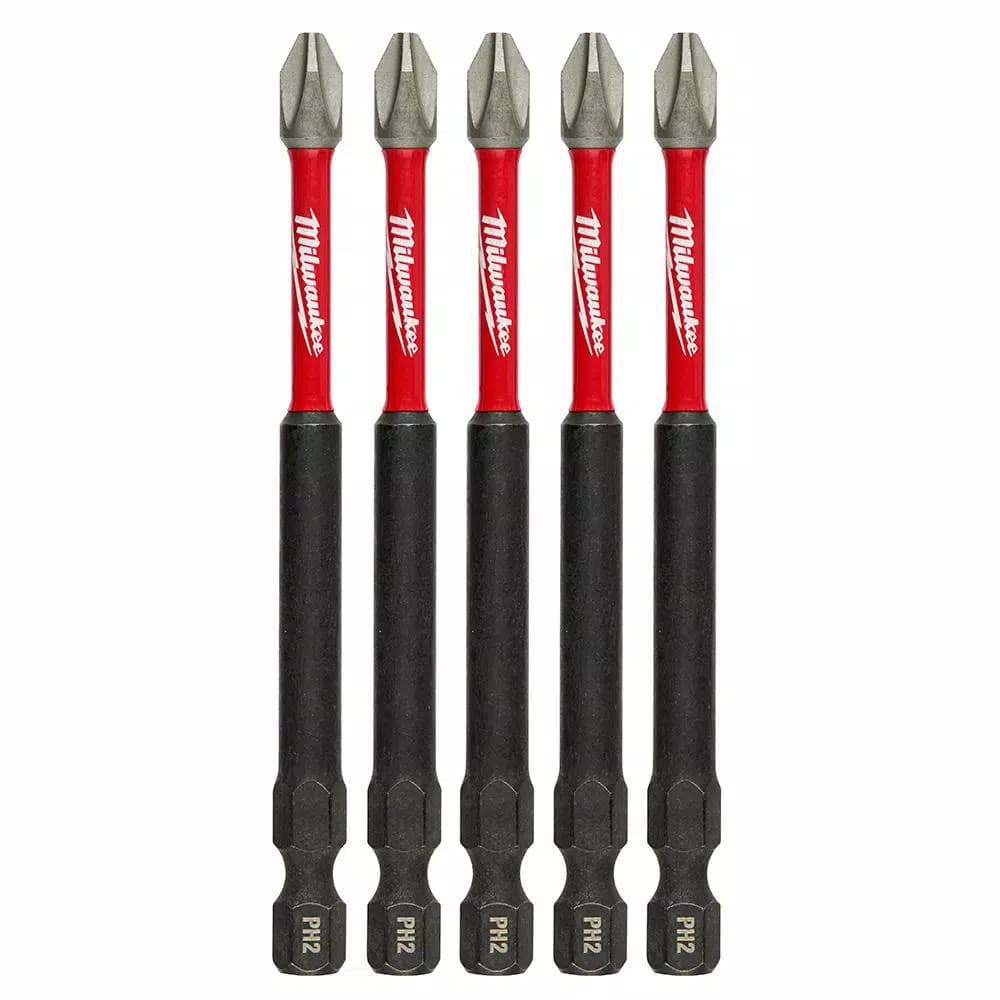 Milwaukee SHOCKWAVE 3.5 in. Phillips #2 Impact Duty Steel Driver Bits, 5-Pack