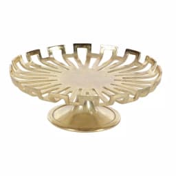 LITTON LANE Modern Reflections 15 in. Gold-Finished Aluminum Cake Plate with Geometric Cut-Outs thumbnail 2