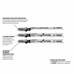 Bosch Bi-Metal T-Shank Jig Saw Blade Assortment for Laminate Flooring and Plywood, 3-Pack thumbnail 2