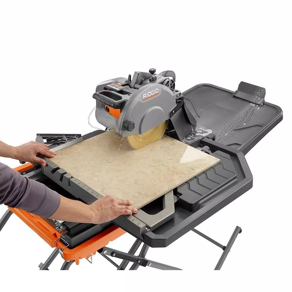 RIDGID 10 in. Wet Tile Saw with Stand, Beast Series, 3.3 HP, 34 in. Rip Capacity