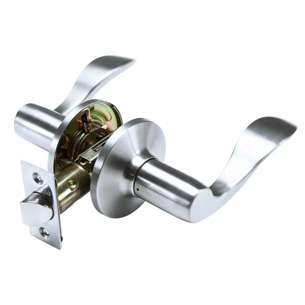 Toledo Fine Locks Jaen Satin Stainless Steel Passage Lever Set, Wave Style