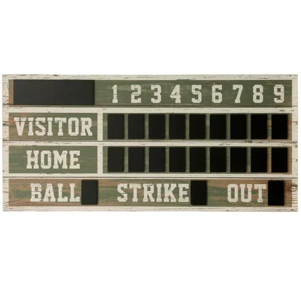 StyleCraft Vintage Wooden Baseball Scoreboard Chalkboard Wall Decor - Rustic Sports Wood Sign