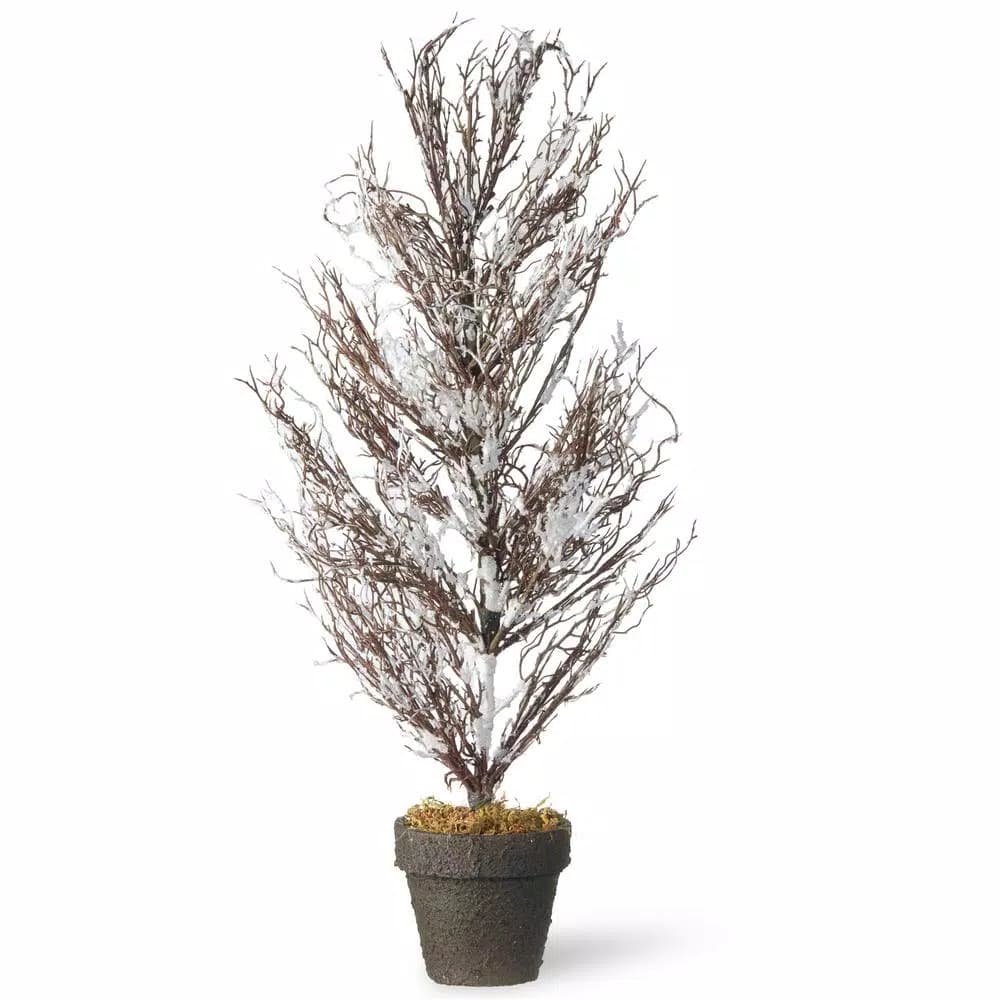 National Tree Company 28 in. Snow Flocked Holiday Tree with Weighted Moss Pot Base
