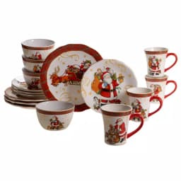 Certified International Susan Winget Vintage Santa 16-Piece Earthenware Dinnerware Set, Service for 4 thumbnail 1