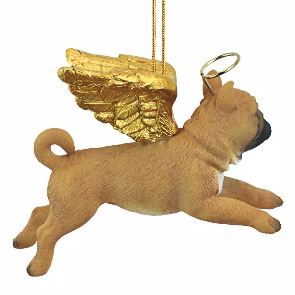 Design Toscano Pug Dog Angel Christmas Ornament, Hand-Painted Resin