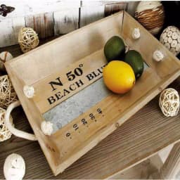 LITTON LANE Coastline Coastal Living Fir Wood and Iron Decorative Tray Set of 2 thumbnail 1