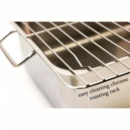 ExcelSteel 4-Piece Stainless Steel Roaster and Lasagna Pan Set with Plastic Cover and Spatula thumbnail 4