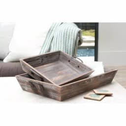 Titan Lighting Americana Decorative Metal and Wood Trays, Antique Palonia & Canyon Rustic Finish, Set of 2 thumbnail 1