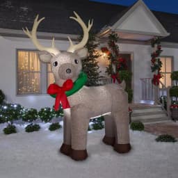 Home Accents Holiday 11 ft. Pre-Lit Giant Airblown Inflatable Fuzzy Reindeer with LED Lights thumbnail 15