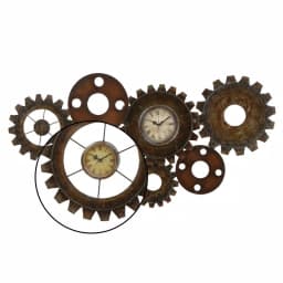 LITTON LANE 17 x 34 in. Rustic Industrial Gears Wall Clock, Distressed Iron Finish thumbnail 4
