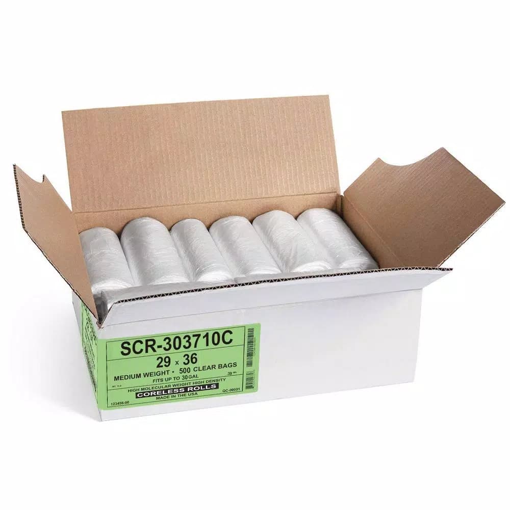 Unbranded Clear Source Reduction SCR Trash Bags, 20-30 Gallon, Clear, 500 Count