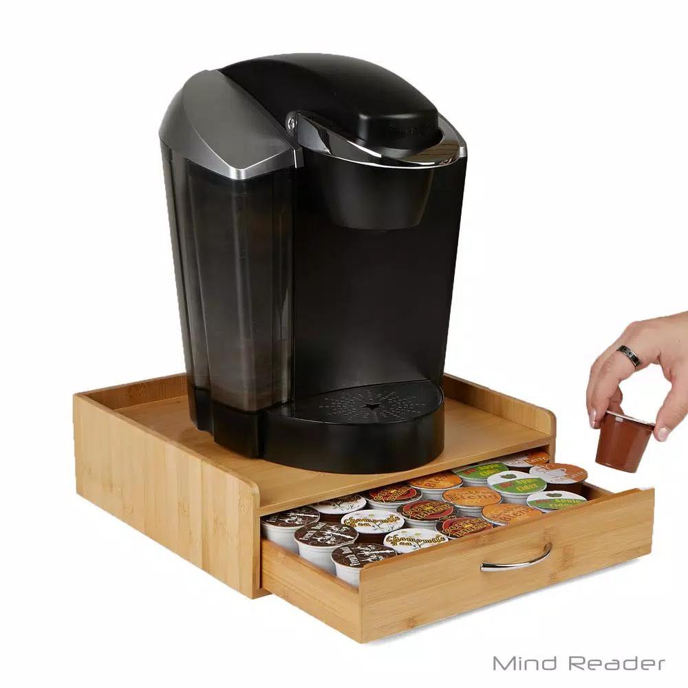 Mind Reader 32-Capacity Bamboo Brown K-Cup Storage Drawer with Lip Panel for Keurig