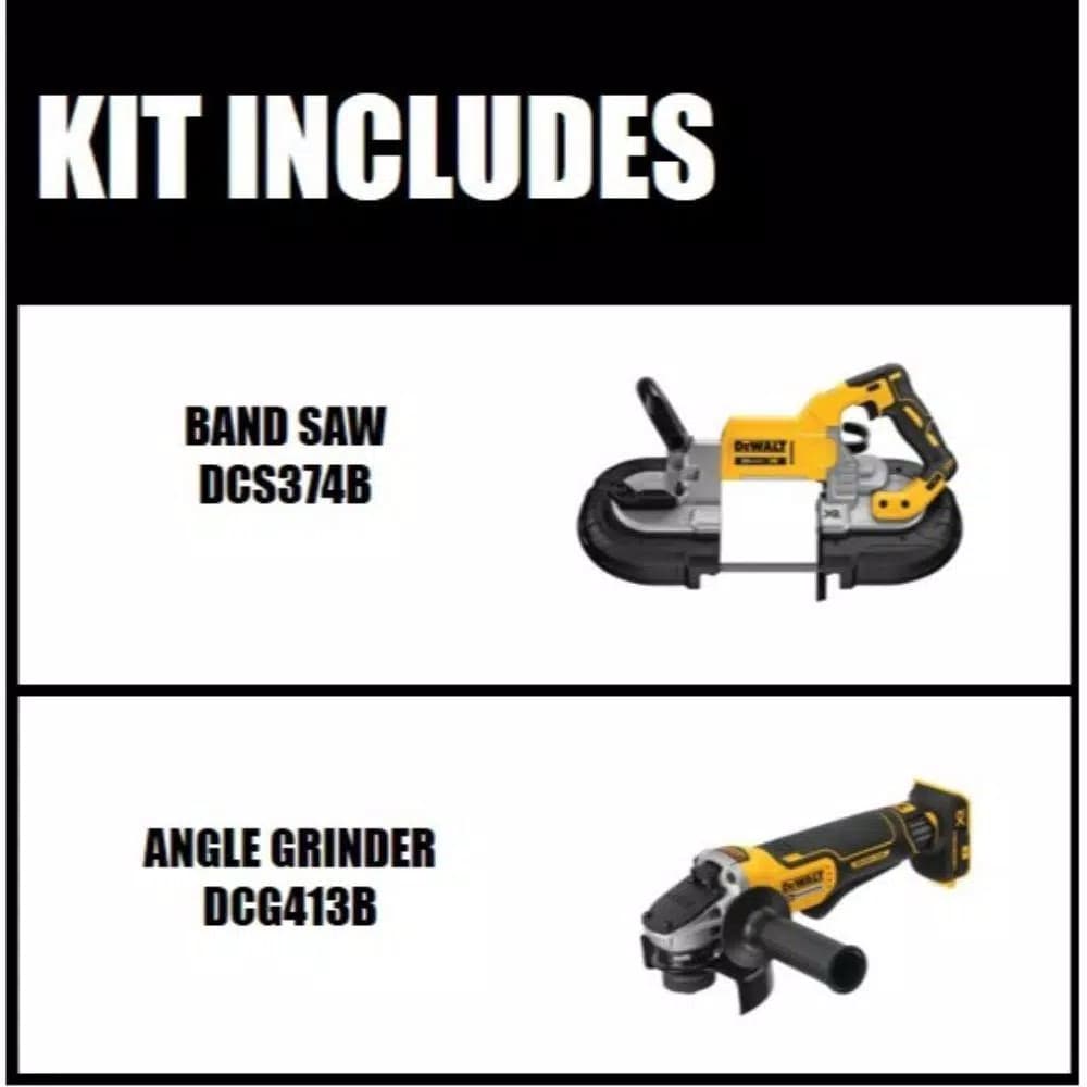 DEWALT 20V MAX XR Cordless Brushless Deep Cut Band Saw & 4-1/2 in. Grinder Combo Kit