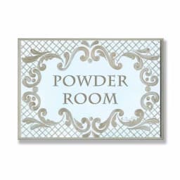 Stupell Industries Jane Keltner Powder Room Aqua and Gold Lattice Wood Wall Art, 12.5 x 18.5 in. thumbnail 1
