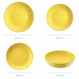 Unbranded Kutahya Ivy Collection 16-Piece Yellow Embossed Earthenware Dinnerware Set, Service for 4 thumbnail 5