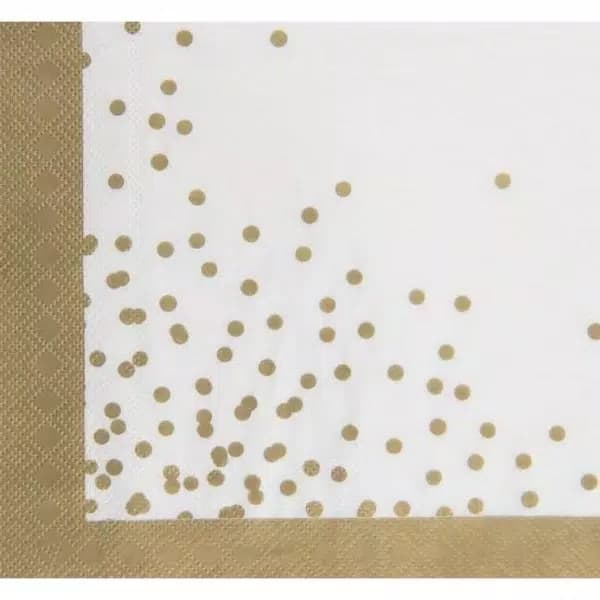 Sugar Plum Party SugarPlum Collection 32-Piece Gold and White Polka Dot Disposable Cocktail Paper Napkins