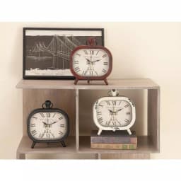 LITTON LANE Set of 3 Vintage Farmhouse Rounded Rectangle Iron Table Clocks - Distressed Red, Black, and White thumbnail 1