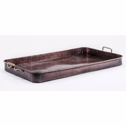 Old Dutch 24 in. Oblong Antique Copper Serving Tray with Cast Brass Handles thumbnail 2