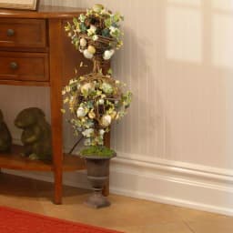 National Tree Company 33 in. Topiary Easter Tree with Woven Wood Vines, Flowers, and Pastel Eggs in Decorative Urn thumbnail 2