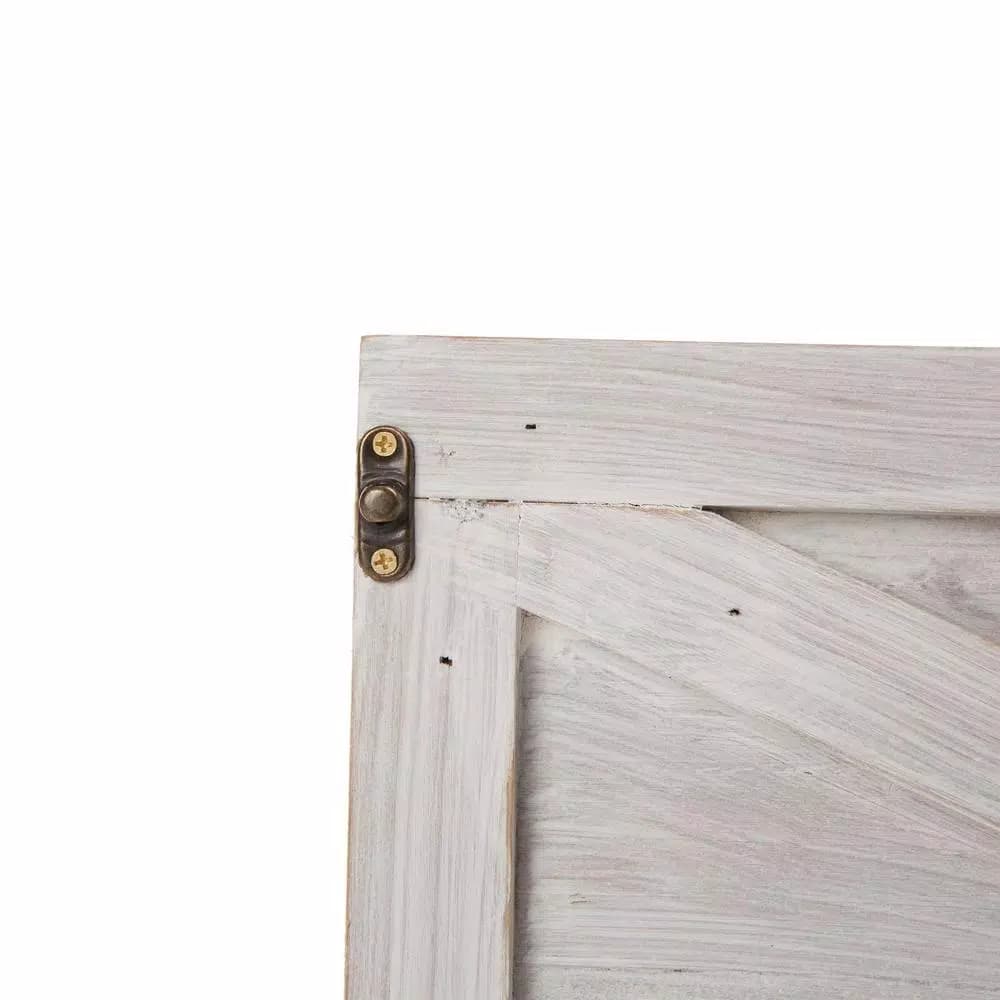 Glitzhome 22.09 in. Washed White Wooden Tree Collar - Rustic Farmhouse Christmas Tree Box