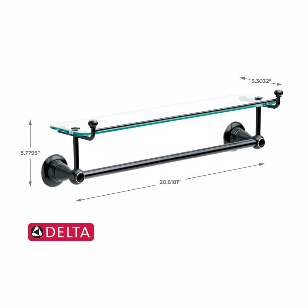 Delta Porter 18 in. Towel Bar with Glass Shelf, Oil Rubbed Bronze