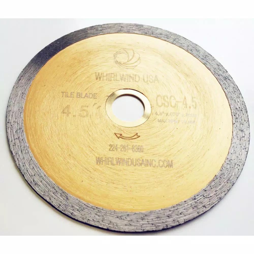 Whirlwind USA 4-1/2 in. Continuous Rim Diamond Saw Blade for Wet Tile, Porcelain, and Glass Cutting