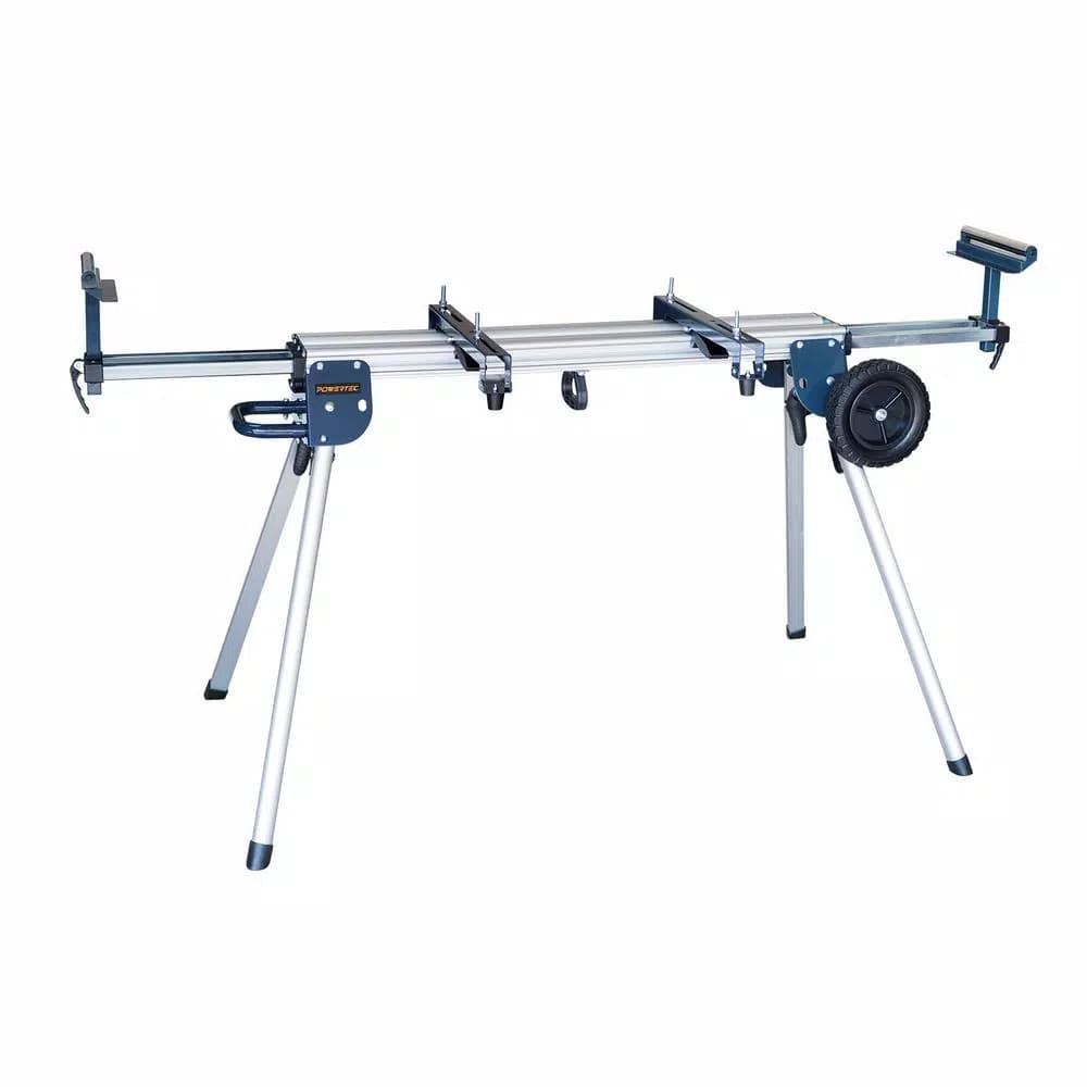 POWERTEC MT4004 Aluminum Miter Saw Stand with Wheels and Adjustable Feed Rollers