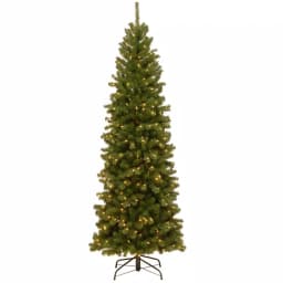 National Tree Company 7.5 ft. North Valley Spruce Pencil Slim Artificial Christmas Tree with 400 Clear Warm Lights thumbnail 1