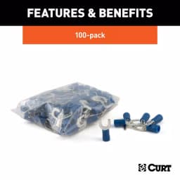 CURT Spade Wire Terminals, 16-14 Gauge, #10 Stud Size, Blue, 100-Pack thumbnail 2