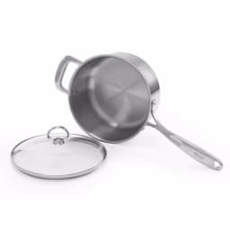 Chantal Induction 21 Steel 3.5 Qt. Stainless Steel Saucepan with Glass Lid, Brushed Stainless Steel thumbnail 3